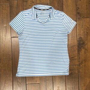 Nike Blue and White Striped Polo Shirt